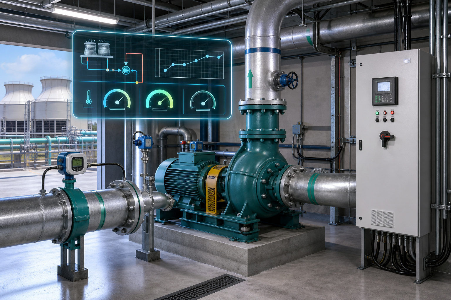 ภาพ Condenser Water Pump พร้อม VSD สำหรับ Chiller Plant