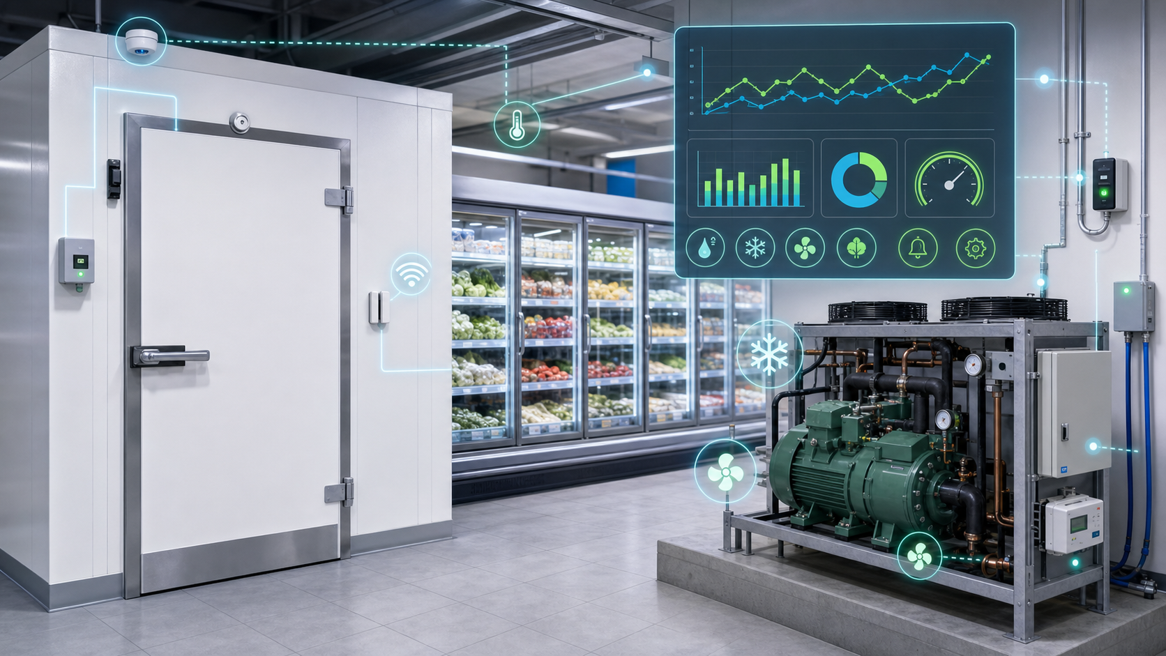 ภาพระบบห้องเย็น ตู้แช่ และ Refrigeration ที่ควบคุมด้วย BAS